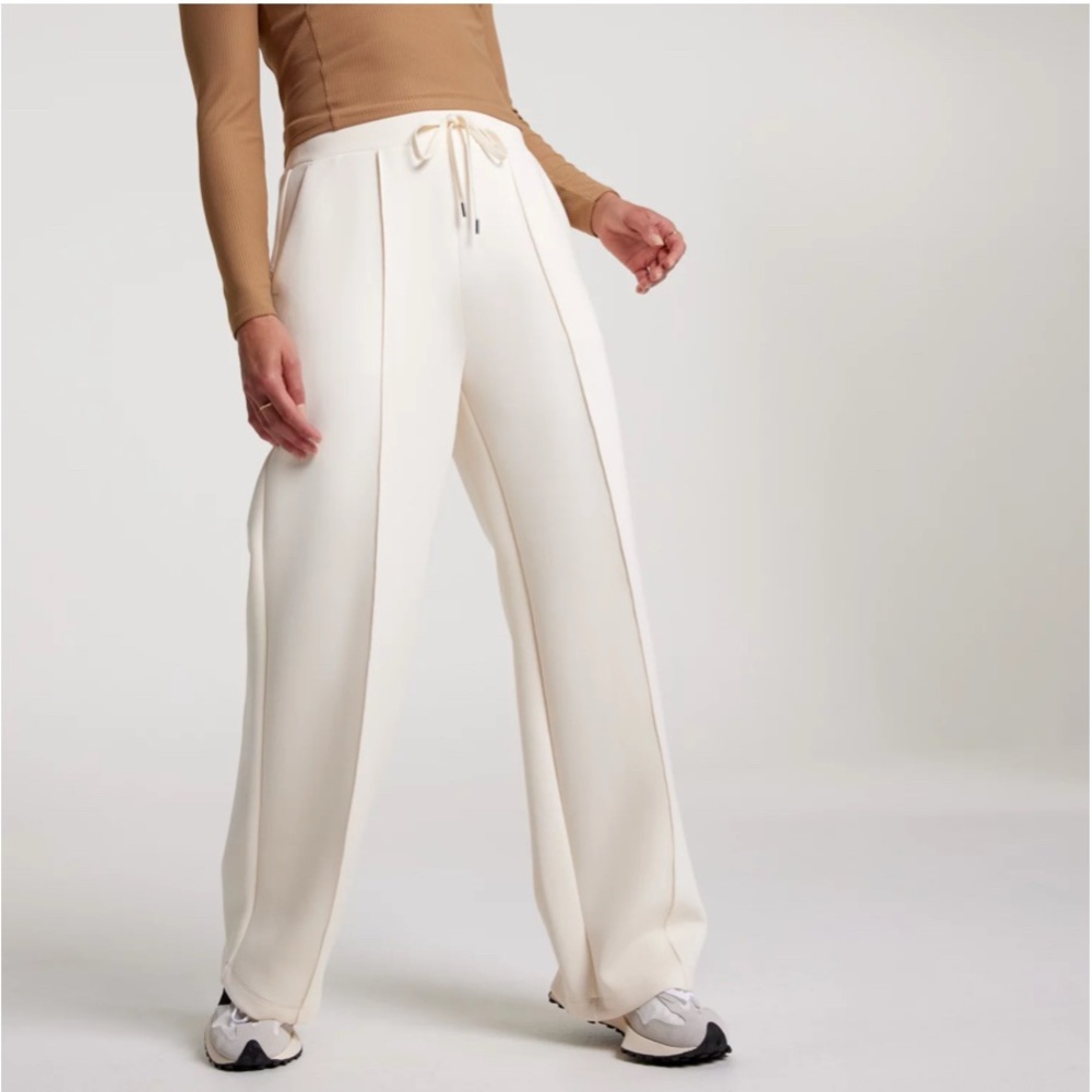 Elegant Cream Wide-Leg Pants